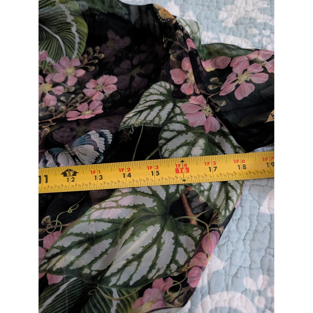 Oscar de la Renta Silk Chiffon Botanical Floral Midi Shirtdress Size 0 NEW liner - Picture 13 of 16